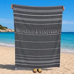 Рушник пештемаль Turkey Towel 100х180 см легкий великий для пляжу басейну бані сауни підстилка на дачу пікнік природу відпустку море полоса антрацит