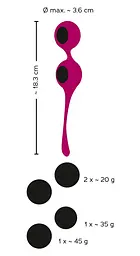 Вагінальні кульки Sweet Smile Kegel Training Balls With Extra Weights, 18.3 см, бордовий - мініатюра 6
