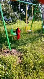 Гойдалки дитячі вуличні ,подвійні "Конячка-2 " - мініатюра 2