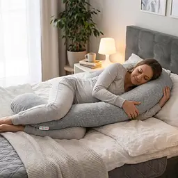 Подушка для вагітних і годування Лежебока Comfort рогалик 170 см велюрова Сіра - мініатюра 2