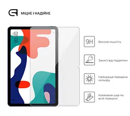 Захисне скло для планшета HUAWEI MatePad 10.4 (2021) (53011TNG)/10.4 (2022) (53013AEC), Glass.CR, загартоване скло 9H, 2.5D, повне проклеювання, з олеофобним покриттям, проста установка та сумісність з чохлами всіх типів (Case friendly) - мініатюра 2