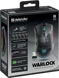 Мишка Defender Warlock GM-709L RGB ігрова, бездротова 2400dpi., 7кн., чорна - мініатюра 8