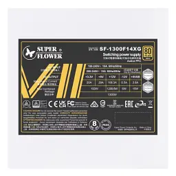 Блок живлення 1300 Вт, Super Flower LEADEX VII XG, White, модульний, 80+ Gold, Active PFC, 14 см FDB, 4xMolex / 12xSATA / 1x16-pin / 4x6+2-pin / 2x4+4-pin / 1x20+4-pin, захист OVP/OCP/OPP/SCP/UVP/OTP/NLO/SIP, ATX3.1 (SF-1300F14XG(WH))