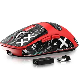 Мишка ATTACK SHARK X6 Red + Док-станція RGB | Сенсор PAW3395 | 65 годин акум - мініатюра 3