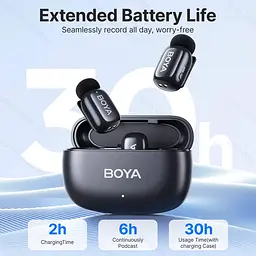 Професійний бездротовий петличний мікрофон Boya mini 2-02 Type-C комплект з 2 мікрофонів з шумопоглинанням (19536) - мініатюра 7