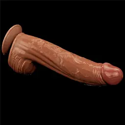 Фалоімітатор LoveToy Sliding-Skin Dual Layer Dong King Sized 31 см коричневий - мініатюра 21
