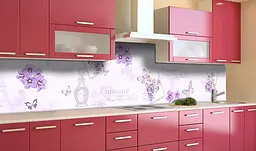 Вініловий кухонний фартух Листівка наклейка ПВХ метелики квіти Абстракція Фіолетовий Happy Pocket Z181798 - мініатюра 3
