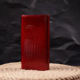 Яскравий жіночий гаманець із лакованої шкіри з візитницею ST Leather 19405 червоний - мініатюра 10
