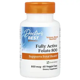 Фолієва кислота (B-9) Folate 800 with Quatrefolic 800 mcg 60 капсул Doctor's Best vit0004793