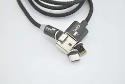USB-Кабель 3-в-1 Micro iPhone 5 Type-C 4you Magnetic магнітний 1 метр чорний