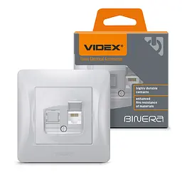 Розетка CAT6 одинарна комп'ютерна срібний шовк VIDEX BINERA VIDEX (24904-000)