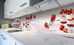 Кухонний фартух Happy Pocket Полуничний десерт вінілова наклейка для кухні ПВХ солодощі Їжа Червоний Z181361