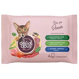Набір корм вологий для котів Delickcious Набір №3 340 г (85 г х 4 шт.)