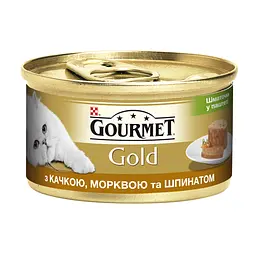 Вологий корм для кішок Gourmet Gold Pieces, Carrot & Spinach 85 г x 12 шт.