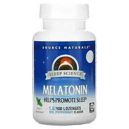 Натуральна добавка Source Naturals Sleep Science Melatonin 1 mg, 100 льодяників - М'ята