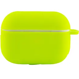 Силіконовий футляр New з карабіном для навушників Airpods Pro Салатовий / Neon green - мініатюра 2