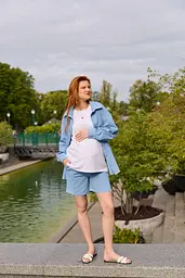 Льняні шорти для вагітних Cancun L/XL Lullababe світлий денім - мініатюра 3