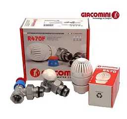 Комплект термостатичний Giacomini R470FX003 1/2” кутовий 2 крана + термоголовка 30412 - мініатюра 2