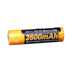 Акумулятор 18650 Fenix 2600 mAh із micro-usb зарядкою (Чорно-жовтий) - мініатюра 4