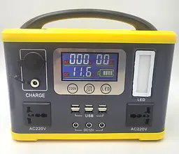 Акумуляторний інвертор 300 W 24 Ah, зарядна станція з розеткою 220 V та сонячною панеллю 60 W UKC 300 Вт