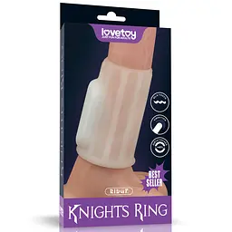 Насадка на член - Vibrating Ridge Knights Ring White - мініатюра 1