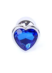 Анальна пробка - Jewellery Silver Heart PLUG- Dark Blue - мініатюра 4