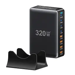 Зарядний пристрій Essager 4xUSB-C + 4xUSB 320W GaN (EZC320W-QJB0G-Z) - мініатюра 3