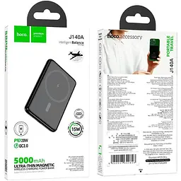 Зовнішній акумулятор Hoco J140A Tony MagSafe 5000mAh 20W Black (640626) [161339] - мініатюра 4