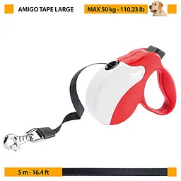 Повідець-рулетка для собак Ferplast AmiGo Tape L до 50 кг блакитна стрічка 5 м 75732018 - мініатюра 2