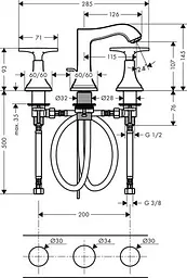 Змішувач для умивальника Hansgrohe Metropol Classic EcoSmart 31306090 Золотий - мініатюра 2