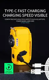 Багатофункціональний ліхтар D51-SMD жовтий з Li-Ion акумулятором, індикацією заряду, запальничкою та ЗУ Type-C (46805-d51-smd_226) - мініатюра 9