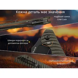 Ніж складаний туристичний Ruike P123-MB, (9.2 см) 14C28N / мікарта коричневий - мініатюра 21