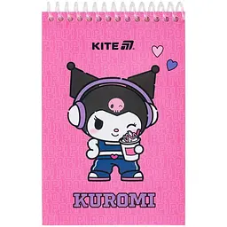 Блокнот пружина A6 48 аркушів б/лін. Kuromi пласт. HK25-196-2/Kite/