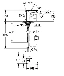 Змішувач для умивальника з інфрачервоною електронікою Grohe Eurosmart New 23975003 Хром - мініатюра 5