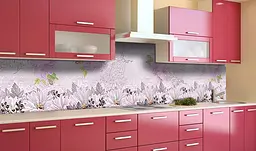 Вініловий кухонний фартух Квітковий Орнамент наклейка для кухні Квіти Рожевий 60х300 см Happy Pocket Z181492 - мініатюра 2
