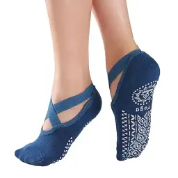 Шкарпетки жіночі Yoga Socks для занять йогою, протиковзкі, сині - мініатюра 2