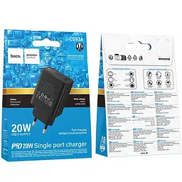 СЗУ Hoco CS93A Leader single port PD20W charger(EU) Black - мініатюра 2
