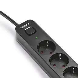 Мережевий подовжувач VIDEX ONCORD з/з 3п 3м (3x1.5мм) з кнопкою Black VIDEX (27686-000) - мініатюра 3