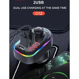 FM трансмітер модулятор Borofone C12 з Bluetooth 5.0 USB чорний - мініатюра 7