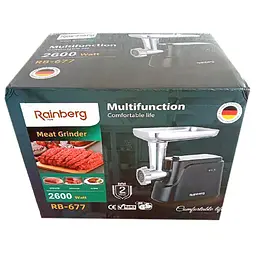 Електрична м'ясорубка Rainberg RB-677 2600W з насадкою для ковбас