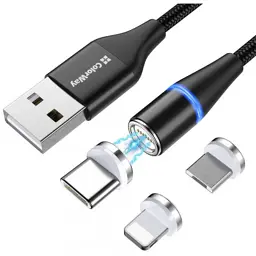 Дата кабель USB 2.0 AM to Lightning + Micro 5P + USB-C 1.0m Magnetic ColorWay (CW-CBUU038-BK) - мініатюра 3