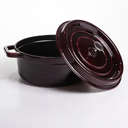 Кокотниця чавунна емальована 6,5 л, бургунді Yongkang HP-FLG-12 burgundy - мініатюра 3
