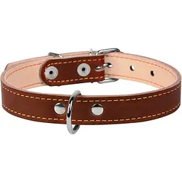 Нашийник подвійний Collar, шкіра, 27-35х1,4 см, коричневий - мініатюра 2