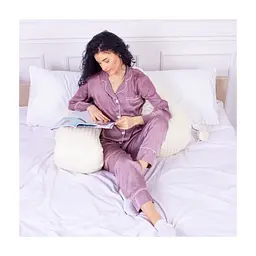 Подушка MirSon для вагітних і відпочинку Satin Stripe №8025 U-подібна Soft Yellow (2200006178637) - мініатюра 7