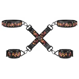 БДСМ-набір LOCKINK The Flowering Serpent Bondage Set, чорний, з малюнком у вигляді змій, 12 предметів - мініатюра 4