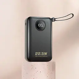 УМБ Dudao 20000mAh K14+ 22,5W PD,QC USB-A,USB-C In/Out,with built-in USB-C/Lightning cables Black - мініатюра 4