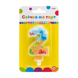 Свічка Maxi двостороння "2" із зображенням динозаврів висотою 7,62 см (MX622099-2)