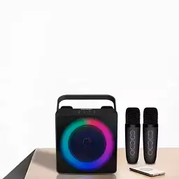 Портативна бездротова колонка з караоке SDRD SD-508 (Bluetooth, RGB, мікрофон, Black) - мініатюра 2
