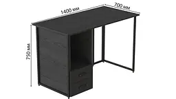 Комп'ютерний стіл Отто 75x140x70 чорний ДСП Сосна Кембра 32мм FRD-103610 - мініатюра 4