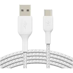 Дата кабель USB 2.0 AM to Type-C 1.0m BRAIDED white Belkin (CAB002BT1MWH)